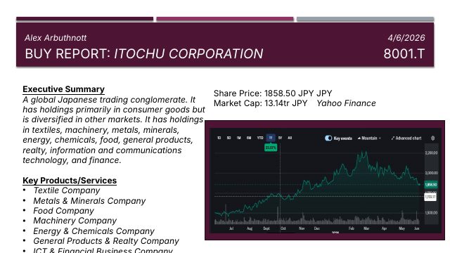 Itochu Corporation document cover